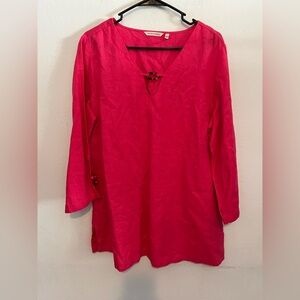 Soft Surroundings 100% Linen Magenta Pink Tunic Blouse Size Large